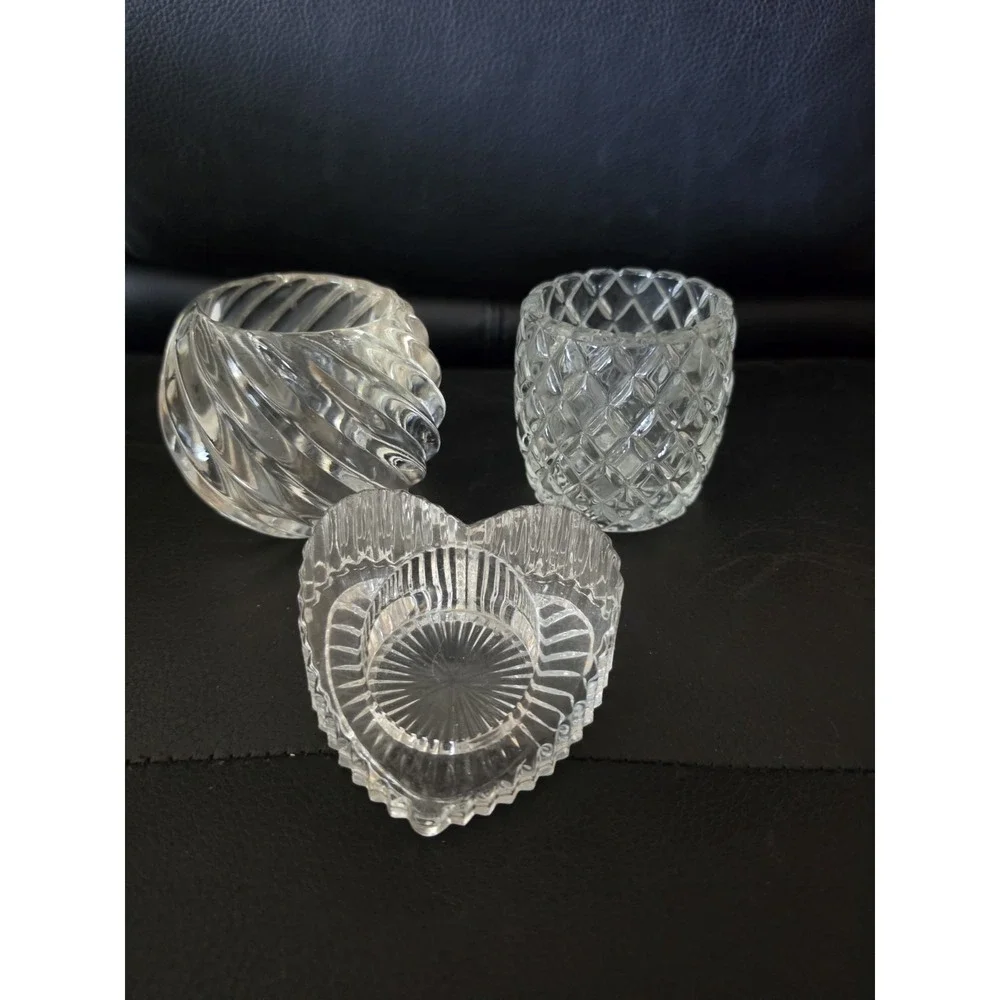 3 Vintage Clear Glass Candle Holders
